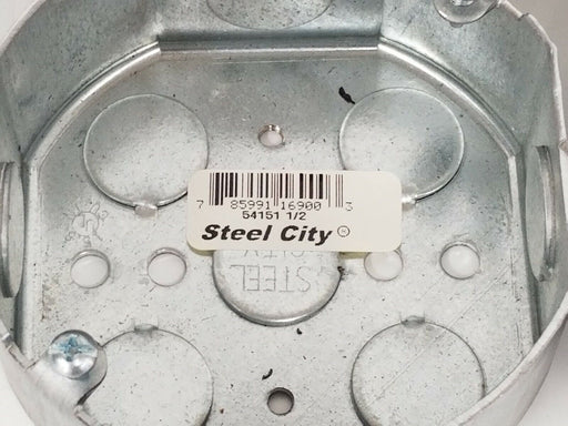 LOT OF 5 NEW STEEL CITY 54151 1/2" STEEL OCTAGON BOXES