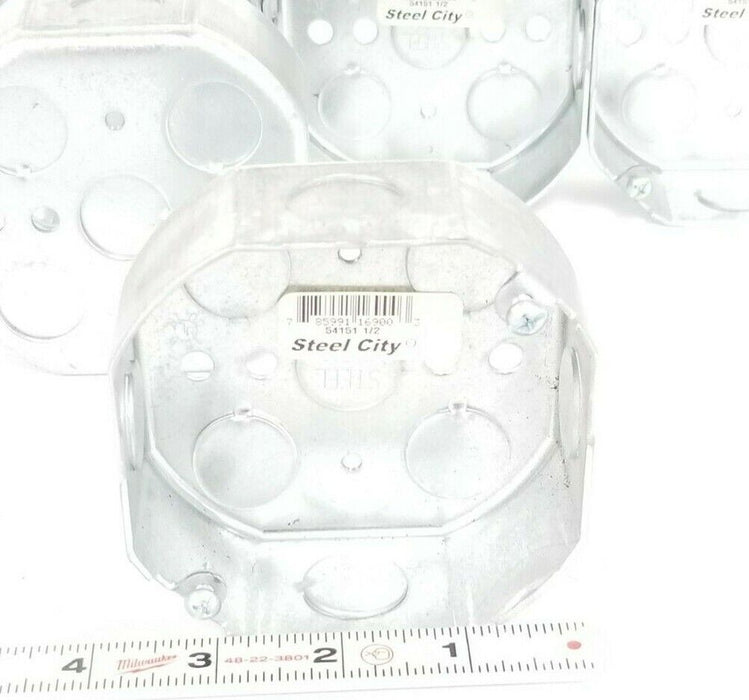 LOT OF 5 NEW STEEL CITY 54151 1/2" STEEL OCTAGON BOXES