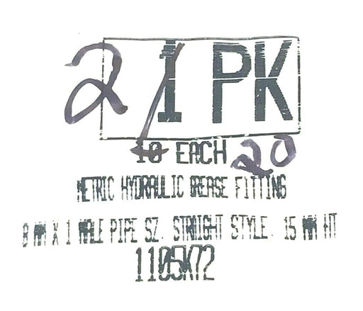 BAG OF 20 NEW GENERIC 1105K72 METRIC HYDRAULIC GREASE FITTINGS 8MMX1