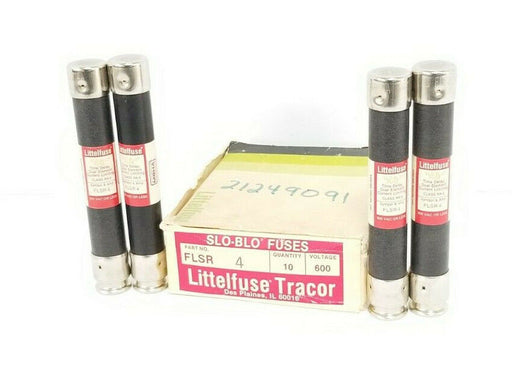 BOX OF 4 NEW LITTELFUSE TRACOR FLSR4 SLO-BLO FUSES FLSR 4, 600V, 4AMP