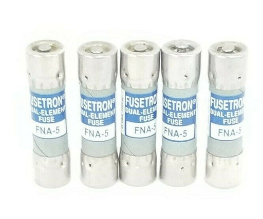 LOT OF 5 NEW COOPER BUSSMANN FNA-5 FUSETRON DUAL ELEMENT FUSES FNA5