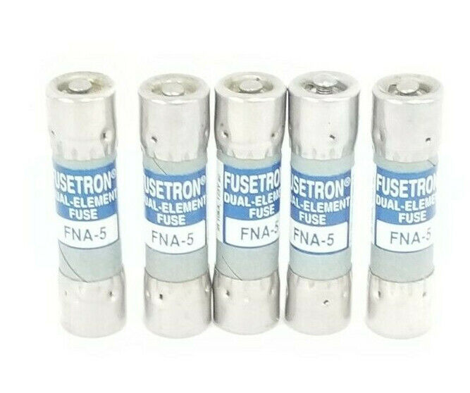 LOT OF 5 NEW COOPER BUSSMANN FNA-5 FUSETRON DUAL ELEMENT FUSES FNA5