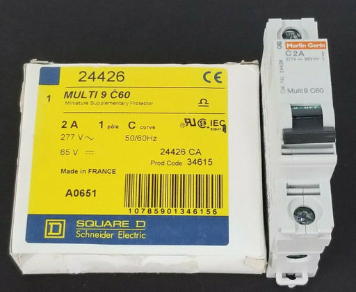 NIB SQUARE D 24426 MINI SUPPLEMENTARY PROTECTOR 2A, 1 POLE, CURVE C