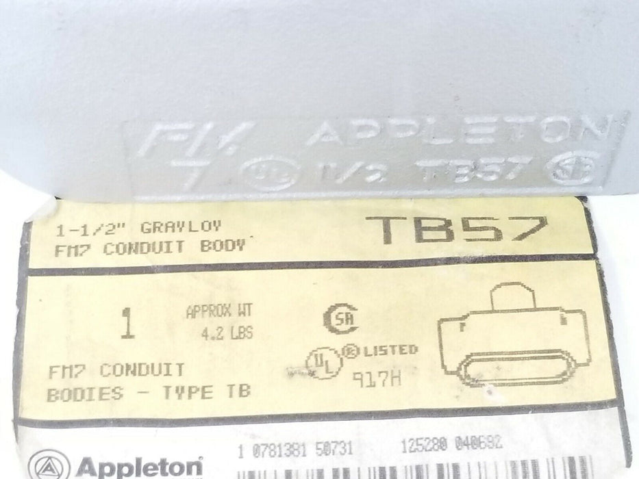 APPLETON TB57 FH7 CONDUIT BODY 1-1/2''