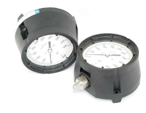 LOT OF 2 WIKA 4334567 PROCESS PRESSURE GAUGE 0-5000 PSI 4-1/2'' DIAL 1/2'' IN.