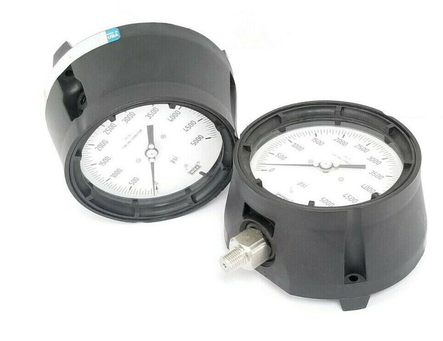 LOT OF 2 WIKA 4334567 PROCESS PRESSURE GAUGE 0-5000 PSI 4-1/2'' DIAL 1/2'' IN.