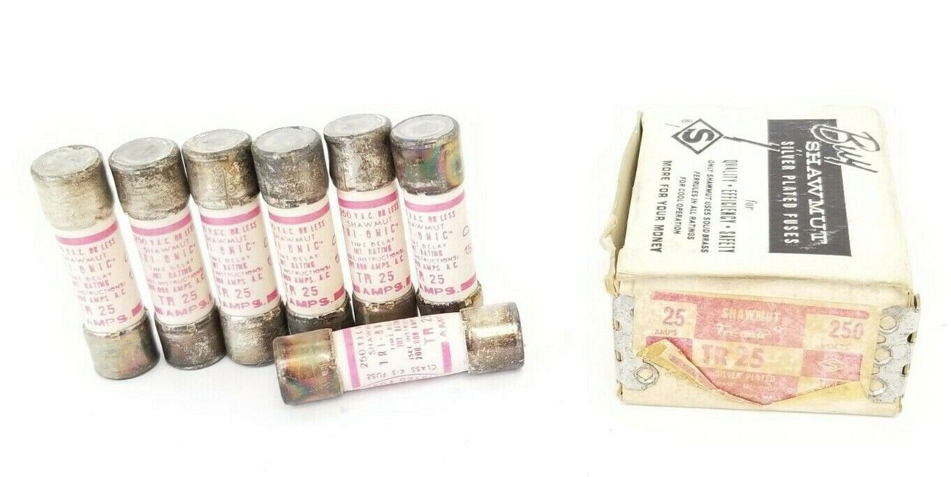 LOT OF 7 NEW SHAWMUT TR-25 TRI-ONIC FUSES TR25, 25AMPS, 250V