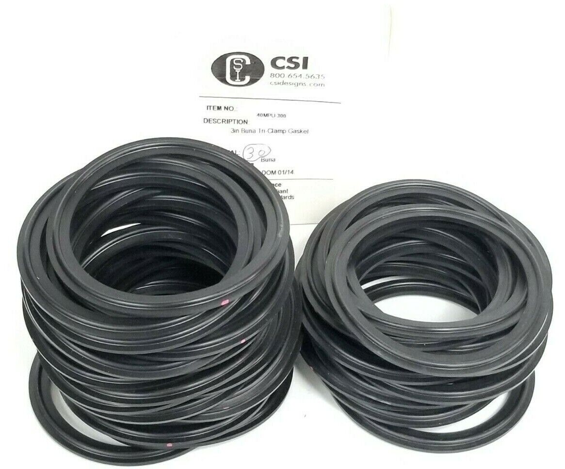 LOT OF 48 NEW CSI DESIGNS 40MPU-300 3" BUNA TRI-CLAMP GASKETS 40MPU300