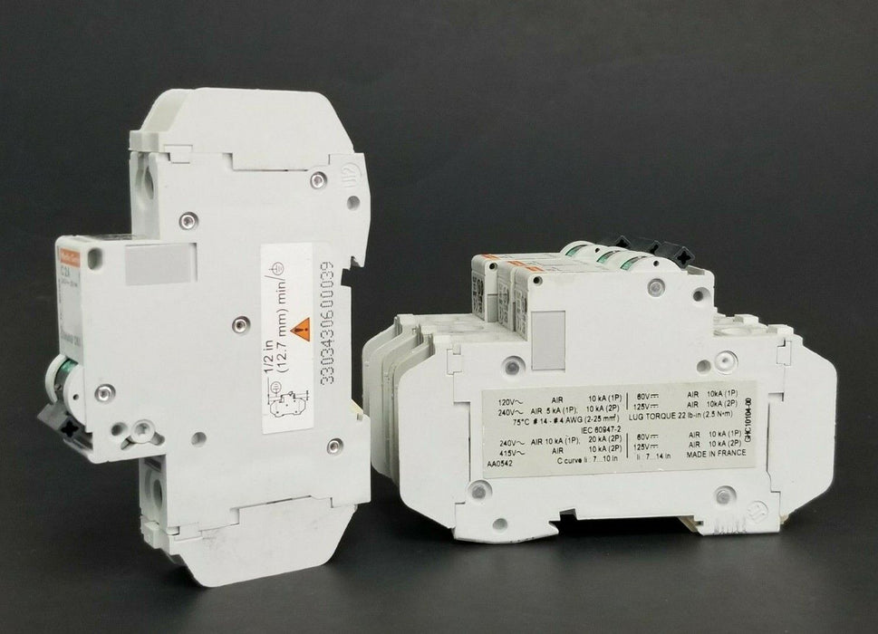LOT OF 4 MERLIN GERIN CAT. NO. 60103 MULTI9 C60 CIRCUIT BREAKERS C2A 240V/60V