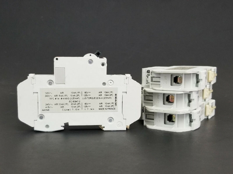 LOT OF 4 MERLIN GERIN CAT. NO. 60107 MULTI9 C60 CIRCUIT BREAKERS C6A 240V/60V
