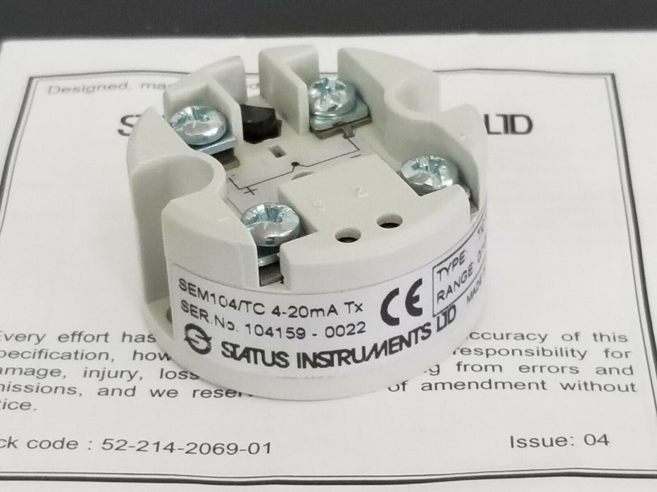 NEW STATUS INSTRUMENTS SEM104/TC THERMOCOUPLE TRANSMITTER TYPE: T/C K