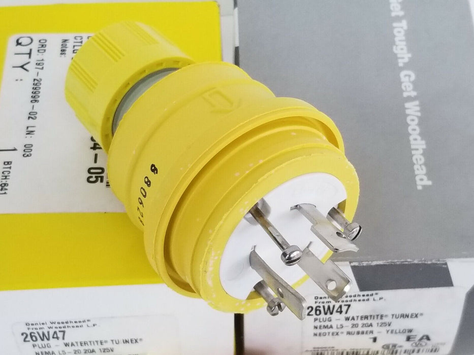 LOT OF 2 NIB DANIEL WOODHEAD 26W47 PLUG-WATERTITE TURNEX YELLOW