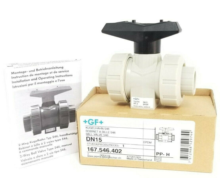 NIB GF FISCHER SIGNET 167.546.402 FUSION BALL VALVE DN15 PP-H D20DN15