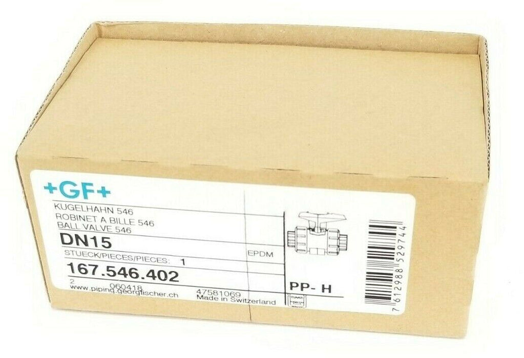NIB GF FISCHER SIGNET 167.546.402 FUSION BALL VALVE DN15 PP-H D20DN15
