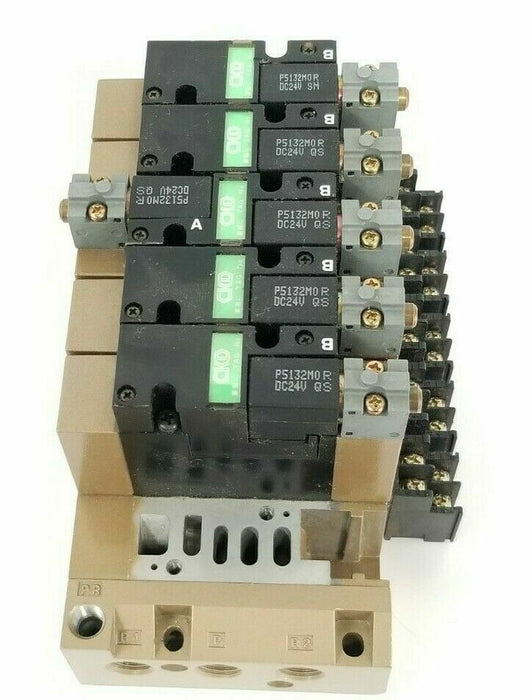 CKD 022001 MANIFOLD BLOCK W/ (5) 4L219 & (1) 4L229 SOLENOID VALVES, P5132M0R