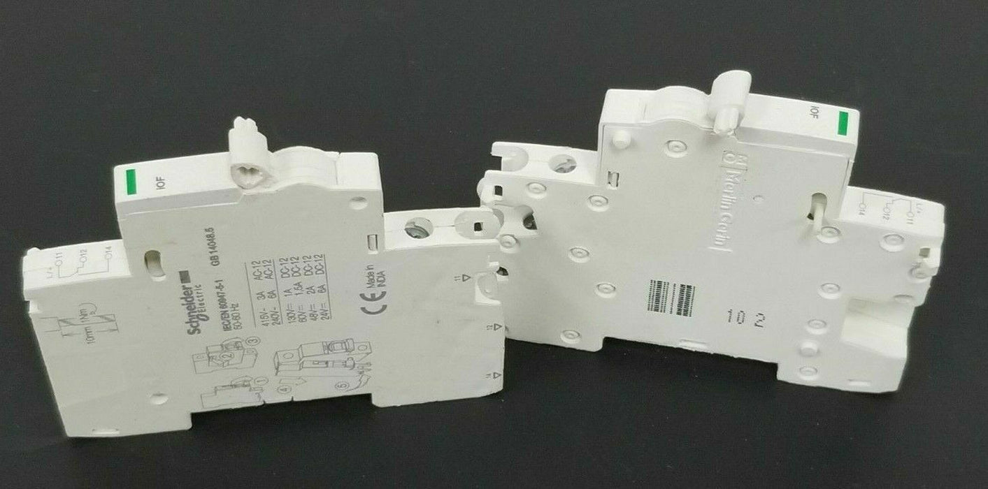 LOT OF 2 SCHNEIDER / MERLIN GERIN A9A26924 AUXILIARY CONTACTS 6A 130VDC DD15131
