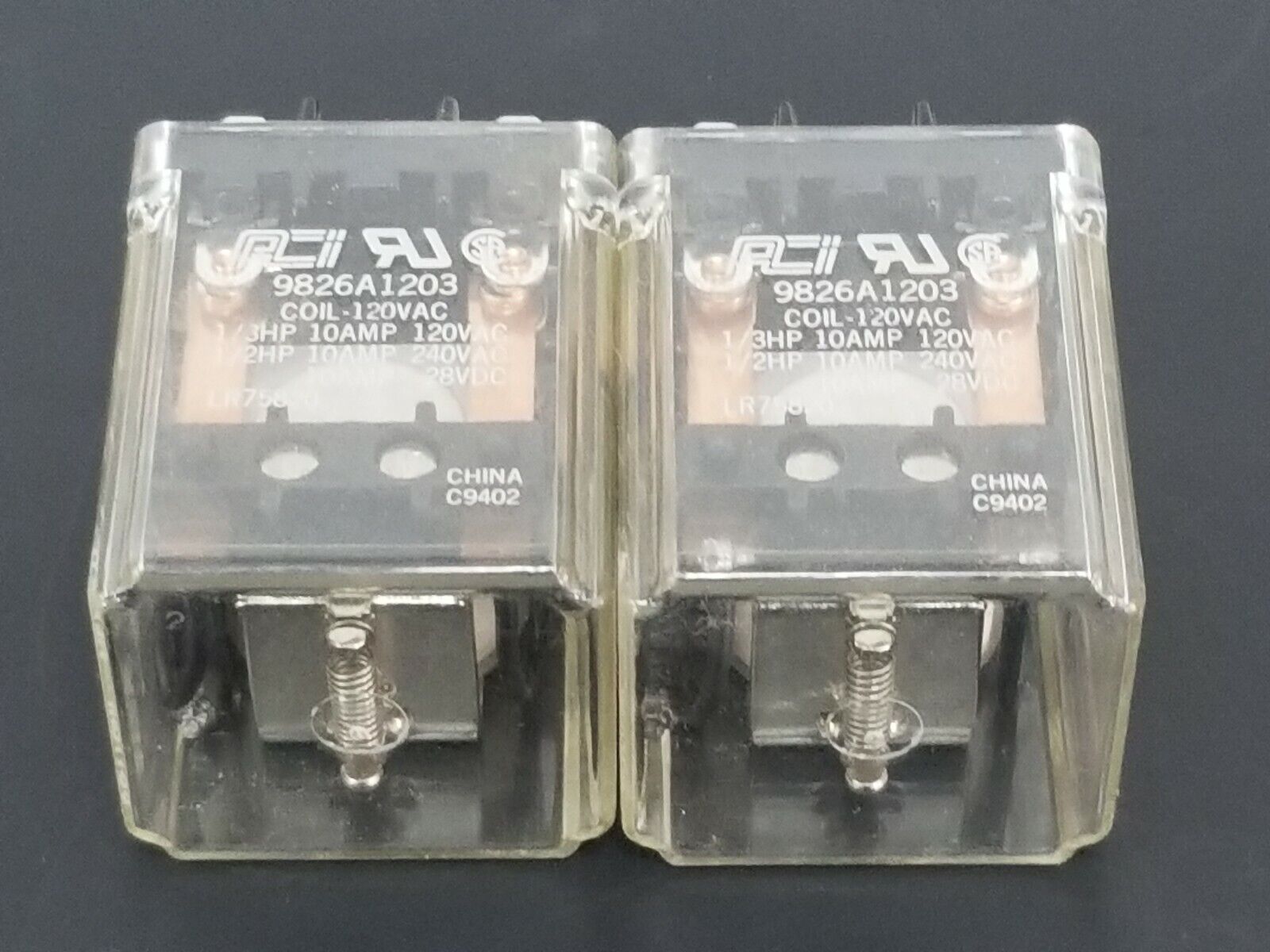 LOT OF 2 ACI 9826A1203 RELAYS COIL: 120VAC
