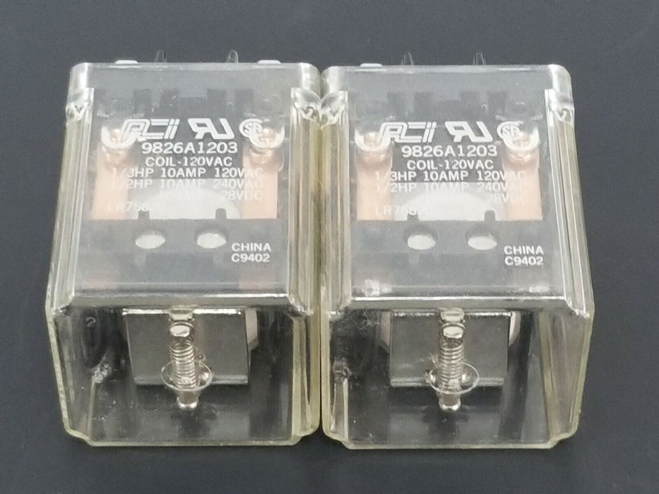 LOT OF 2 ACI 9826A1203 RELAYS COIL: 120VAC