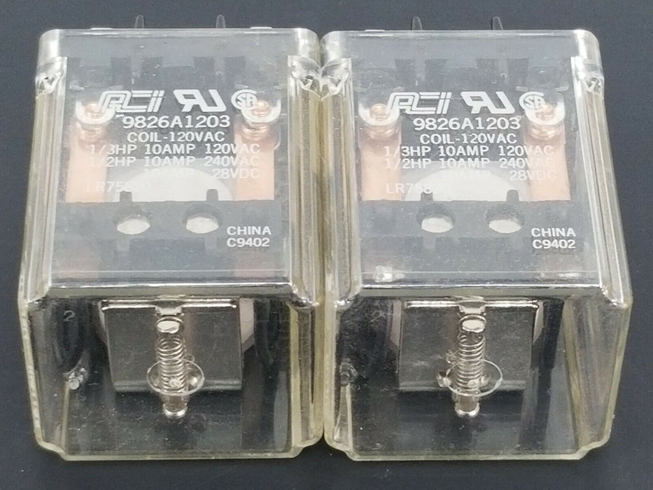 LOT OF 2 ACI 9826A1203 RELAYS COIL: 120VAC