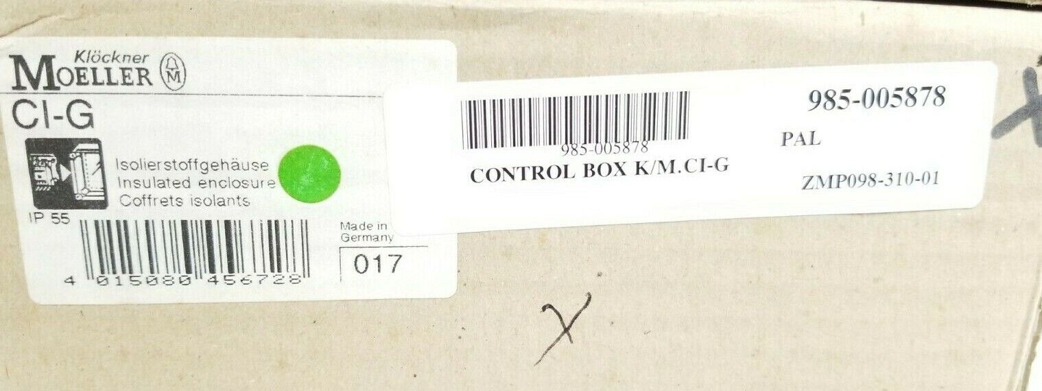 NIB KLOCKNER MOELLER CI-G ENCLOSURE W/ 110VAC INPUT CONTROL UNIT K/M.CI-G