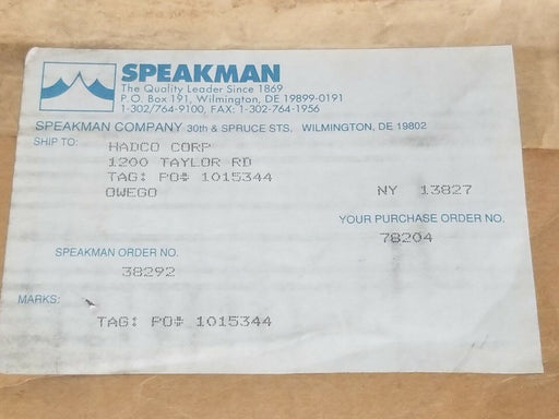 LOT OF 2 NEW IN BAG SPEAKMAN H.F.O. HAND/FOOT OPERATOR ASSEMBLIES