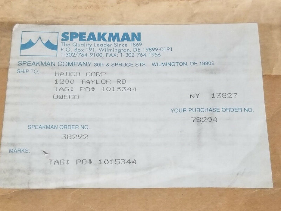 LOT OF 2 NEW IN BAG SPEAKMAN H.F.O. HAND/FOOT OPERATOR ASSEMBLIES