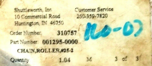 NEW SHUTTLEWORTH 001295-0000 #25-2 DOUBLE STRAND ROLLER CHAIN, 1.04M, 0012950000