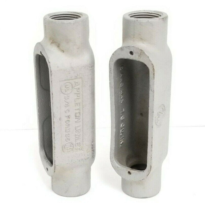 LOT OF 2 NEW APPLETON UNILET 3/4" FORM 35 ELBOW ENCLOSURES 6 AWG MAX, 7.5 CU IN
