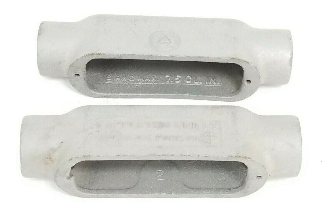 LOT OF 2 NEW APPLETON UNILET 3/4" FORM 35 ELBOW ENCLOSURES 6 AWG MAX, 7.5 CU IN
