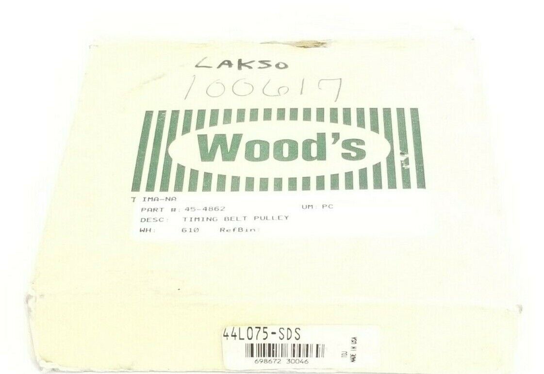 NIB WOOD'S 44L075-SDS TIMING BELT PULLEY 44L075SDS