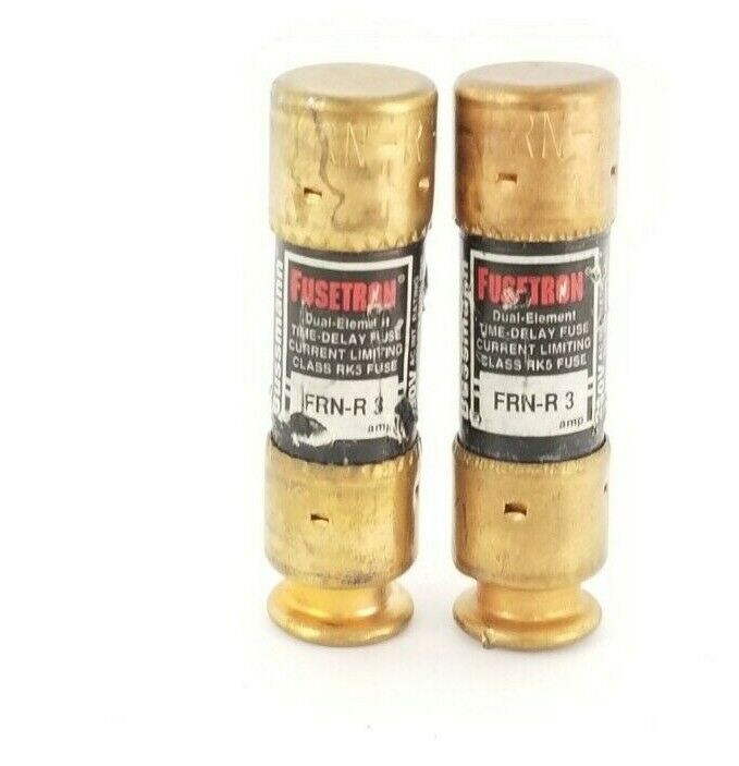 LOT OF 2 BUSSMANN FRN-R-3 FUSETRON DUAL-ELEMENT CLASS RK5 FUSES 250V 3AMP