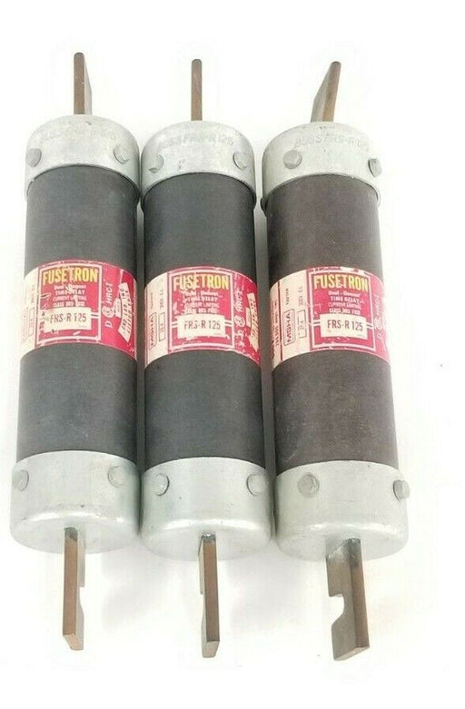 LOT OF 3 BUSSMANN FRS-R-125 FUSETRON DUAL-ELEMENT FUSES 600V, 125A, FRSR125