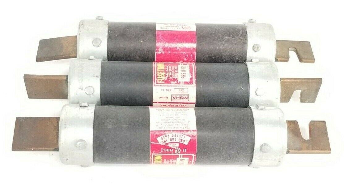 LOT OF 3 BUSSMANN FRS-R-125 FUSETRON DUAL-ELEMENT FUSES 600V, 125A, FRSR125