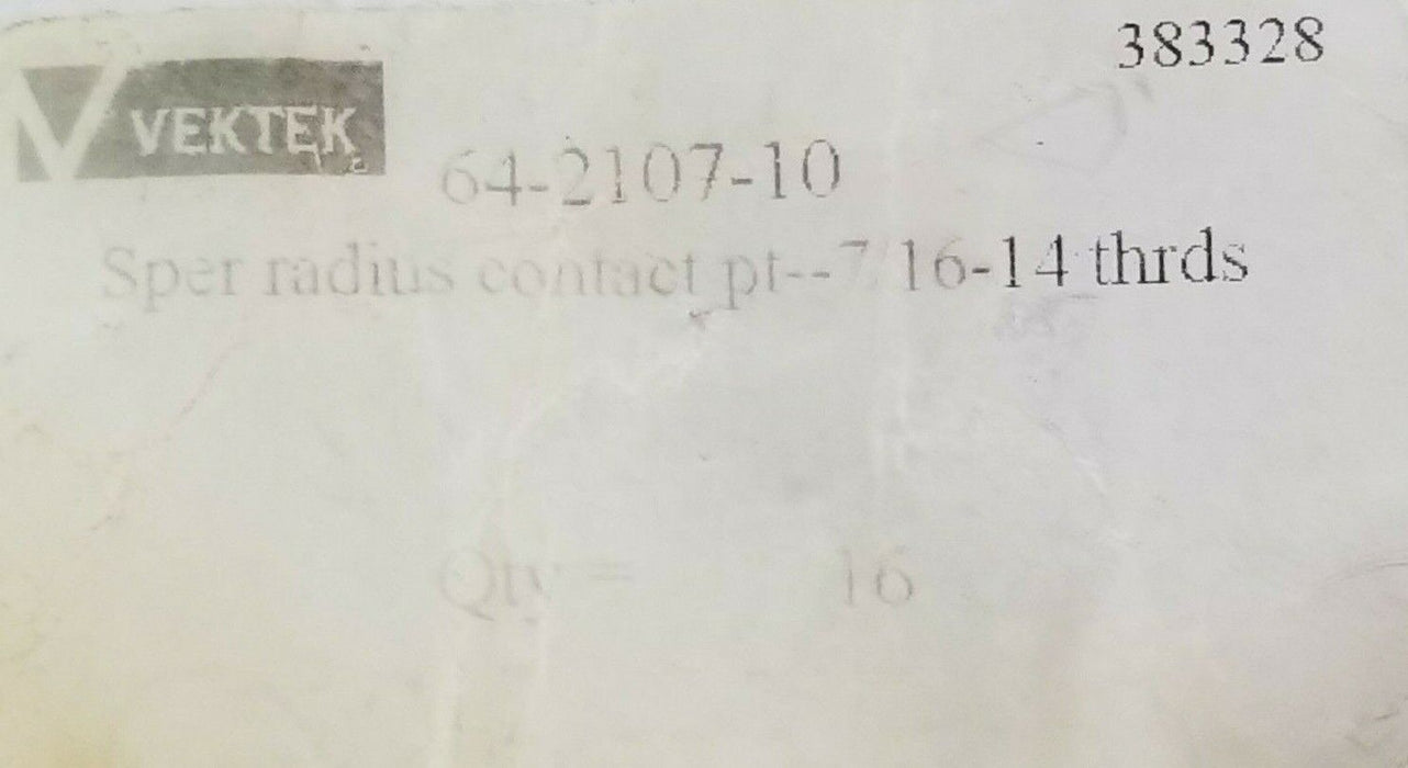 LOT OF 12 NEW VEKTEK 64-2107-10 SPHERICAL RADIUS CONTACT POINTS 7/16-14 THRD