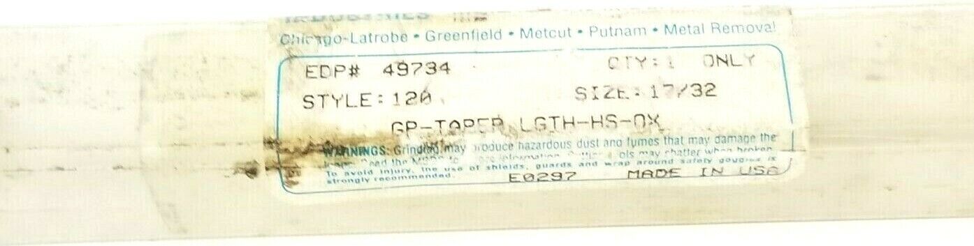 NEW GREENFIELD INDUSTRIES EDP# 49734 STYLE: 120 GP-TAPER BIT SIZE: 17/32
