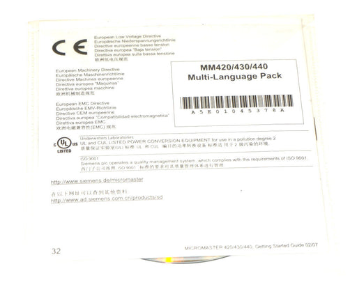NEW SIEMENS A5E01045378A MICROMASTER 420/430/440 DOCUMEN./COMMISS. SOFTWARE