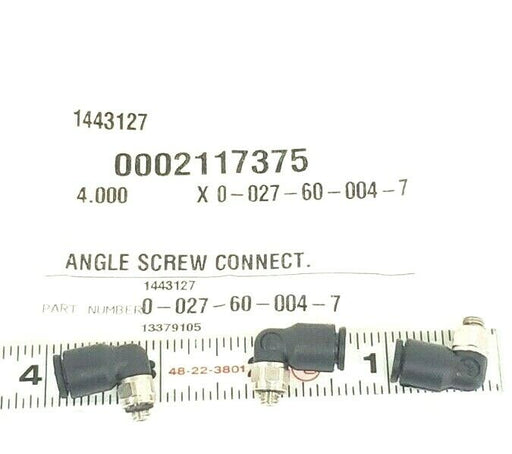 LOT OF 3 NEW KRONES 0-027-60-004-7 ANGLE SCREW CONNECTORS 0027600047, 1443127