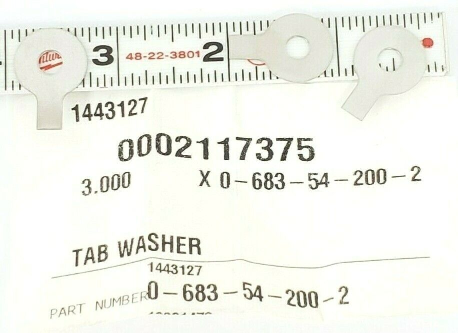 LOT OF 3 NEW KRONES 0-683-54-200-2 TAB WASHERS 0683542002, 1443127, 0002117375