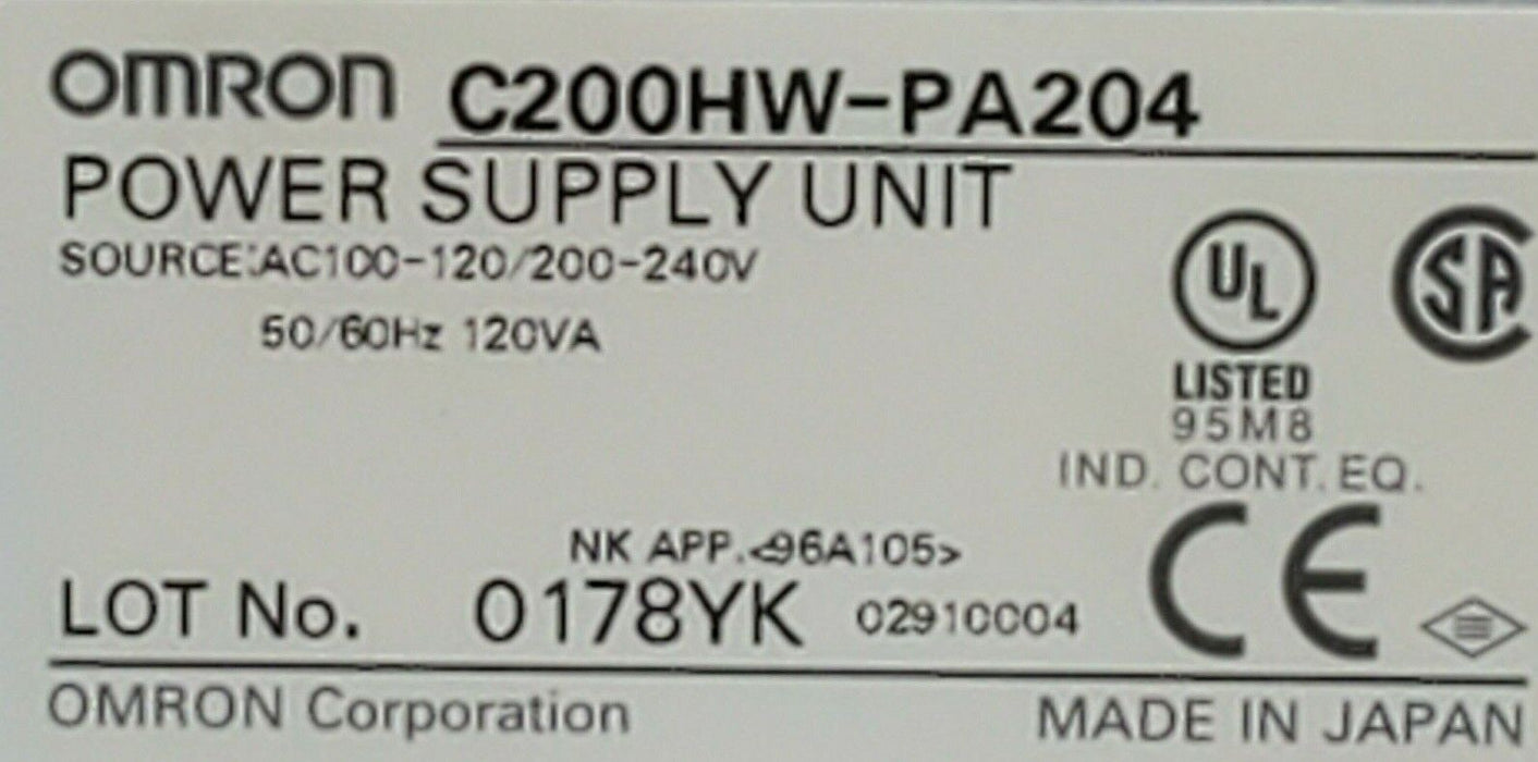 OMRON C200HW-PA204 POWER SUPPLY UNIT C200HWPA204 AC100-120/200-240V