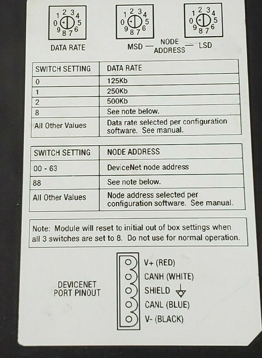 ALLEN BRADLEY 1756-DNB DEVICENET BRIDGE/SCANNER MODULE SER. E, FW 12.005