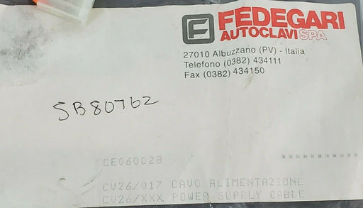 NEW FEDEGARI AUTOCLAVI SPA CE060028 POWER SUPPLY CABLE CV26/017, SB80762