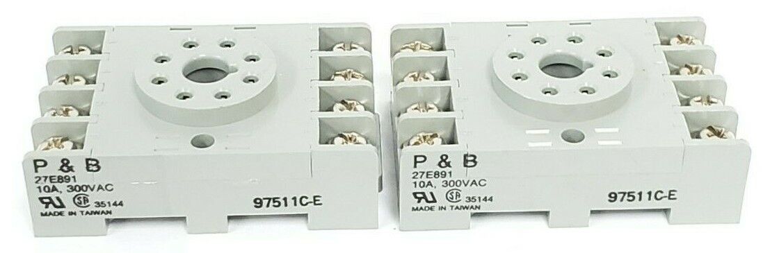 LOT OF 2 POTTER & BRUMFIELD 27E891 RELAY BASES 10A, 300VAC