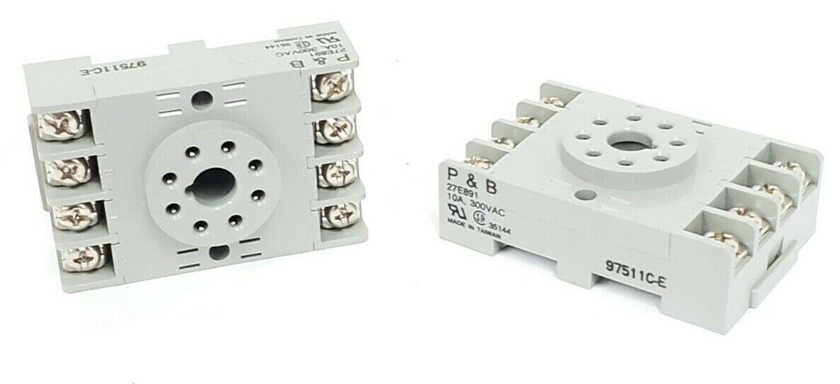 LOT OF 2 POTTER & BRUMFIELD 27E891 RELAY BASES 10A, 300VAC