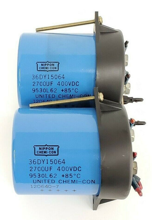 LOT OF 2 NIPPON CHIMI-CON 36DY15064 CAPACITORS 2700UF, 400VDC, 9530L62