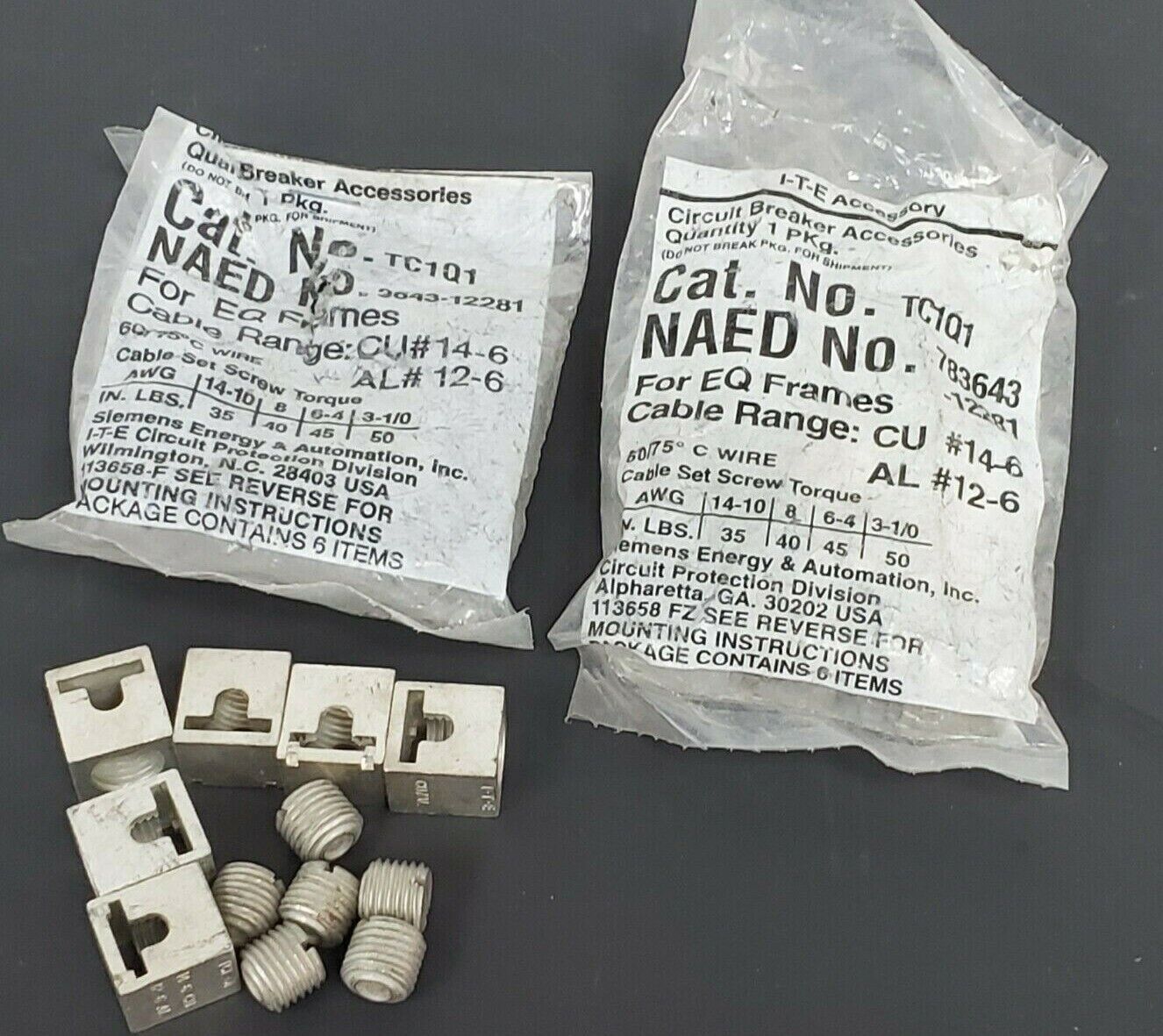 LOT OF 2 NEW ITE SIEMENS TC1Q1 CIRCUIT BREAKER LUG KITS (2 PACKS OF 6)