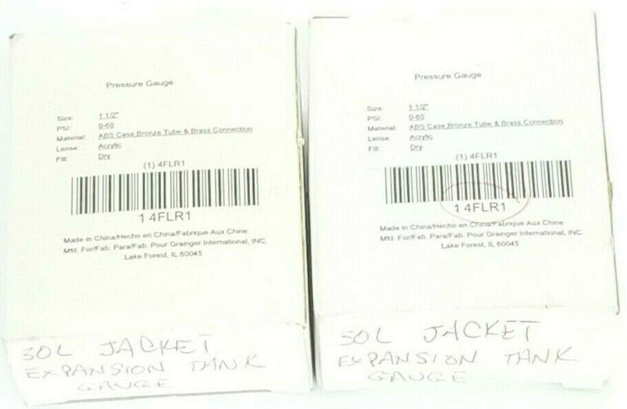 LOT OF 2 NEW GENERIC 4FLR1 PRESSURE GAUGES SIZE: 1-1/2'' PSI: 0-60