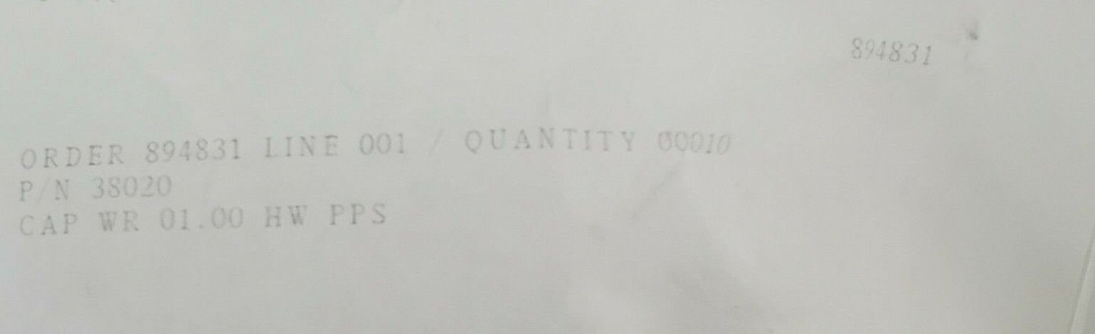 LOT OF 9 NEW GENERIC 38020 CAPS WR 01.00 / HW PPS 894831 190335