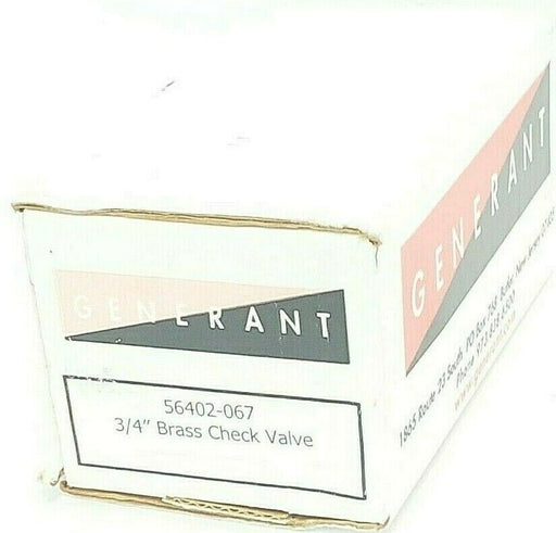 NIB GENERANT 56402-067 3/4'' BRASS CHECK VALVE 56402067
