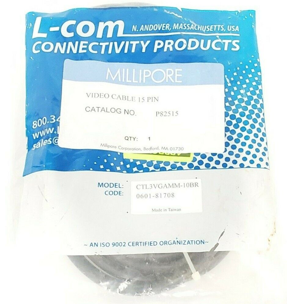 NEW L-COM CTL3VGAMM-10BR VIDEO CABLE 15 PIN 10' BLACK CTL3VGAMM10BR