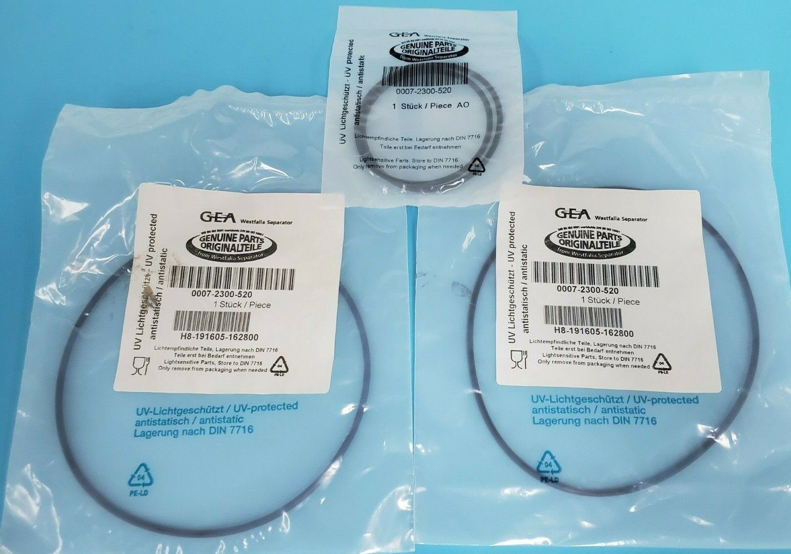 LOT OF 3 NEW GEA 0007-2300-520 O-RINGS H8-191605-162800
